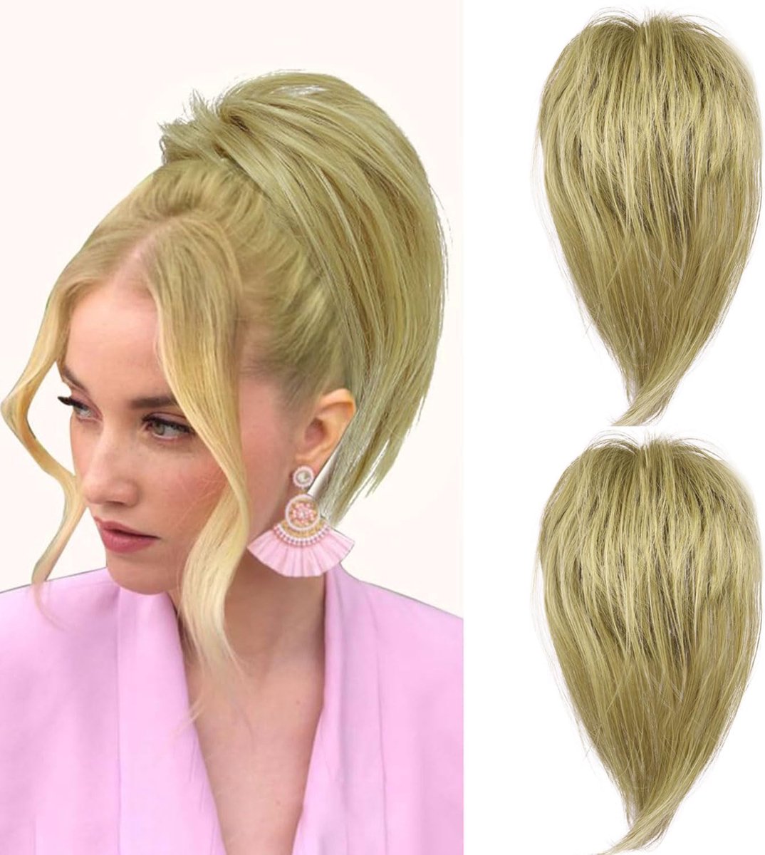 SnelShoppen - Set van 2 Haarstukken Clip Haaraccessoires met Elastische Band Large Bun Claw Clips Wavy Natuurlijke Synthetische Haar voor Vrouwen