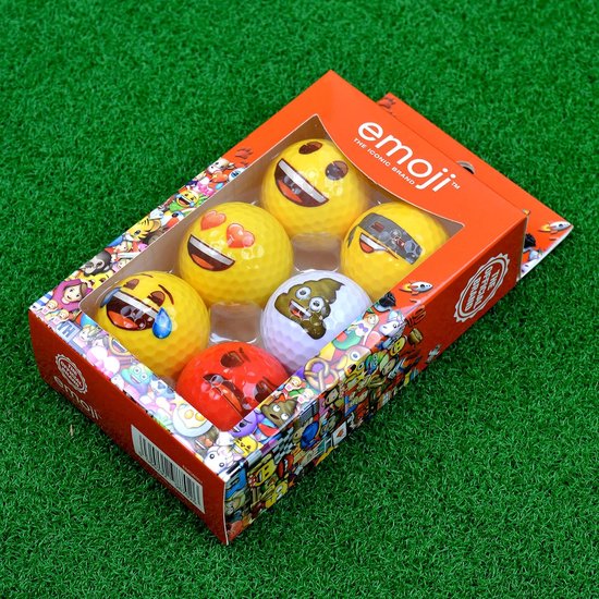 SnelShoppen - Emoji Golfballen Set van 6 - Grappige Multisport Golfballen met Hart-Ogen, Poep en Laughter Emoji - Duurzaam en Geschikt voor Lange Afst van Snelshoppen — afbeelding 2