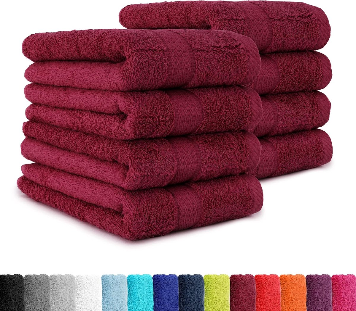 SnelShoppen - 8 Premium Handdoeken 50x100 cm - Zachte Frotté Handdoeken Set met Ophangsysteem - Oeko-Tex Made in Green Gecertificeerd - Bordeaux