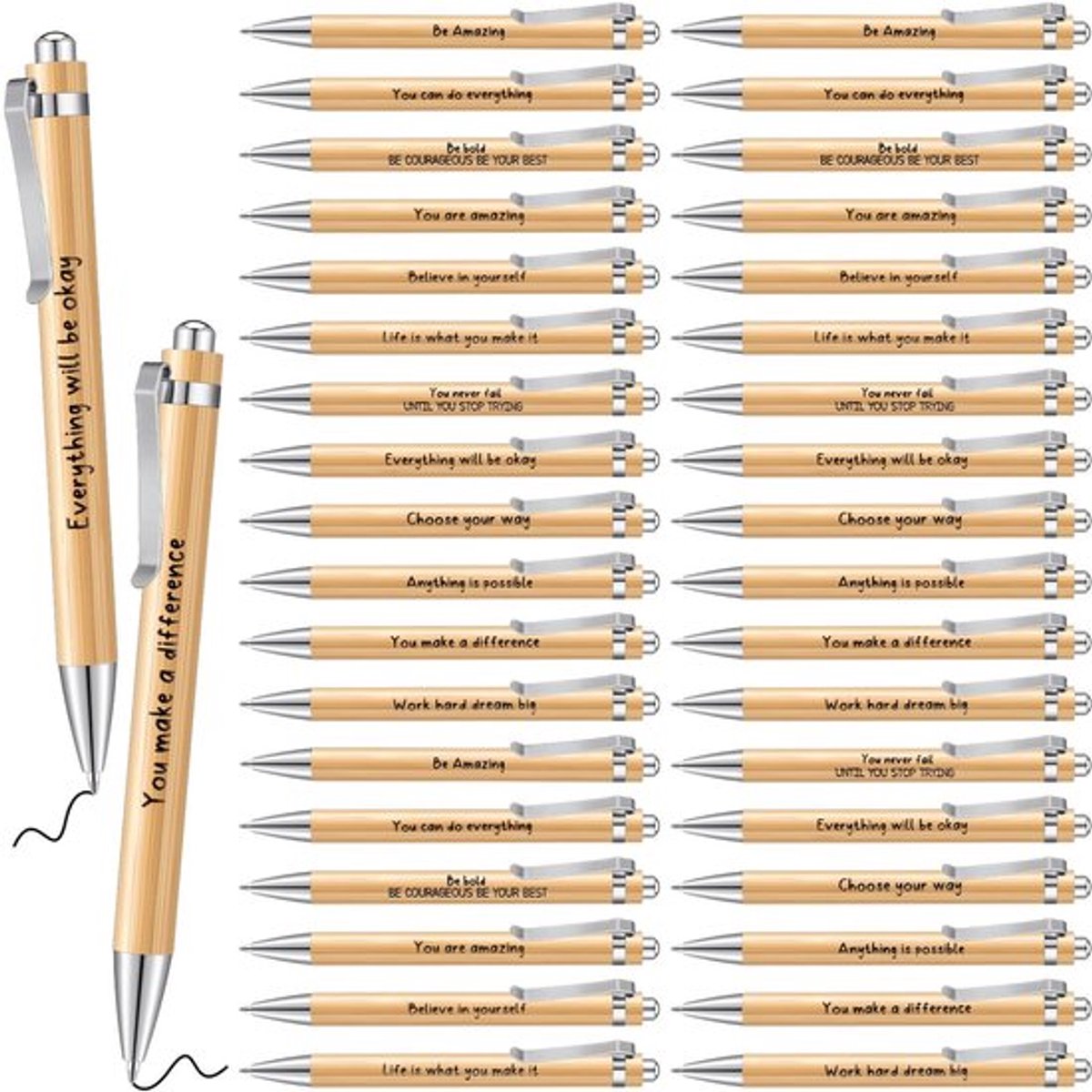 Balpen met Houten Behuizing - Inspirerende Pen - Afscheidscadeau voor Collega's - Bedankje voor Leraren - Duurzaam Schrijfinstrument - Authentiek Houtsnijwerk - Schrijfpennen