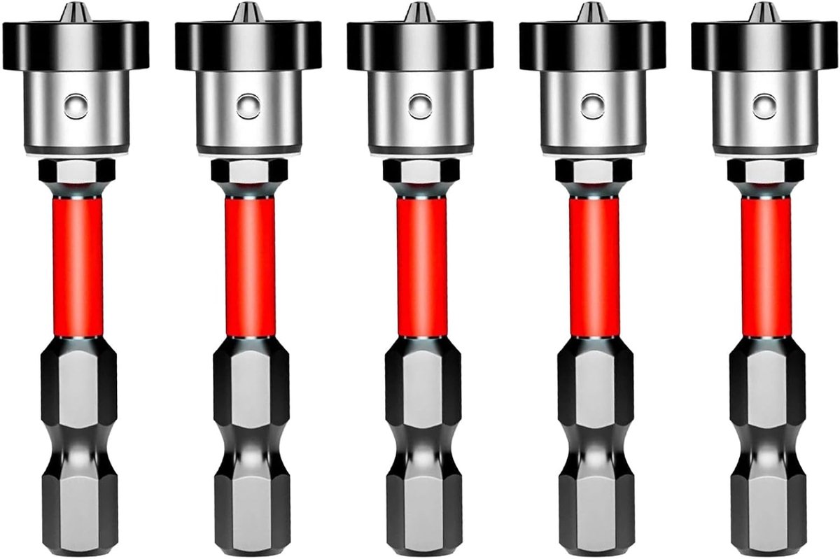 SnelShoppen - Droogbouwbits PH2 50mm - 5 Stuks - Diepteaanslag Gipsplaat Bit - 1/4 inch Zeskant Schroefbit Voor Accuschroevendraaier - Ideaal Voor Gip