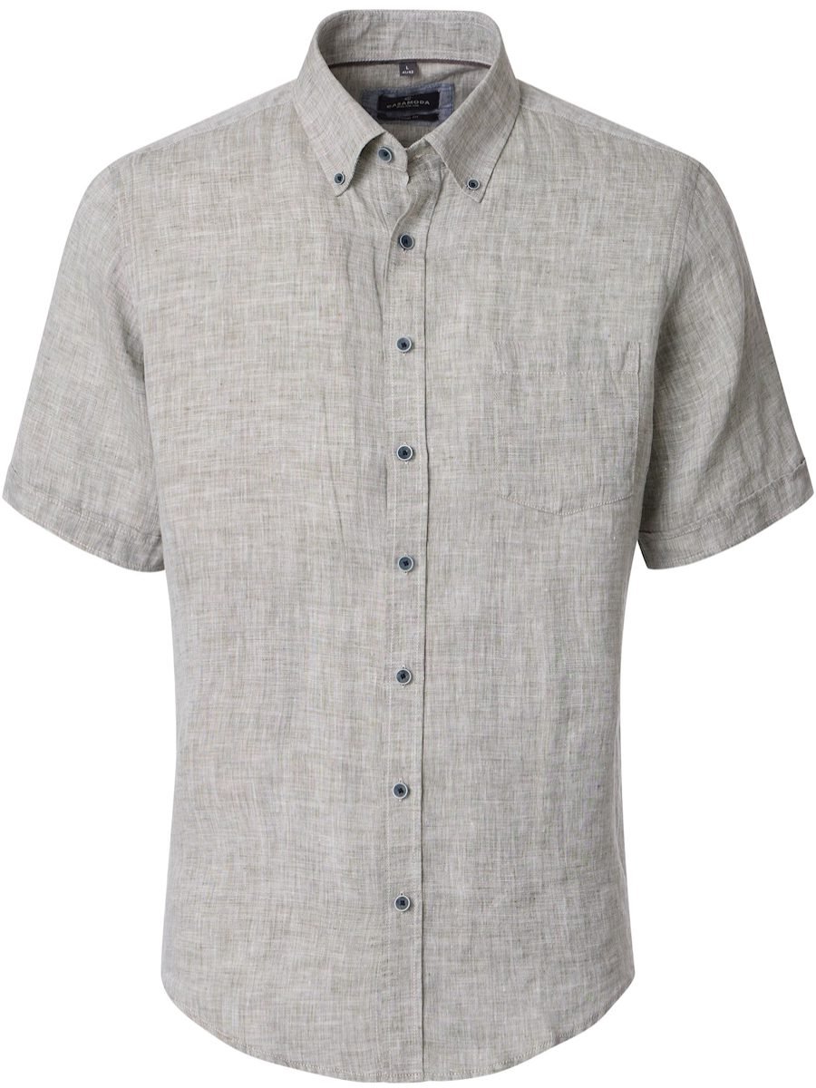 CASAMODA Linnen Overhemd Korte Mouw Button Down Boord - M