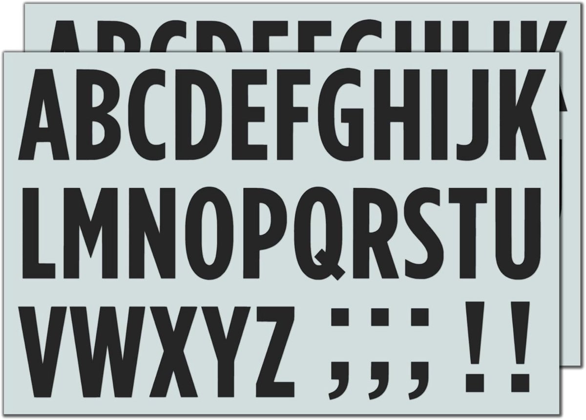 SnelShoppen - 30 Bladen Zelfklevende Letters Alphabet Stickers 50mm - Zwarte Vinyl Labels voor Buiten - Ideaal voor Hout, Plastic en Glas