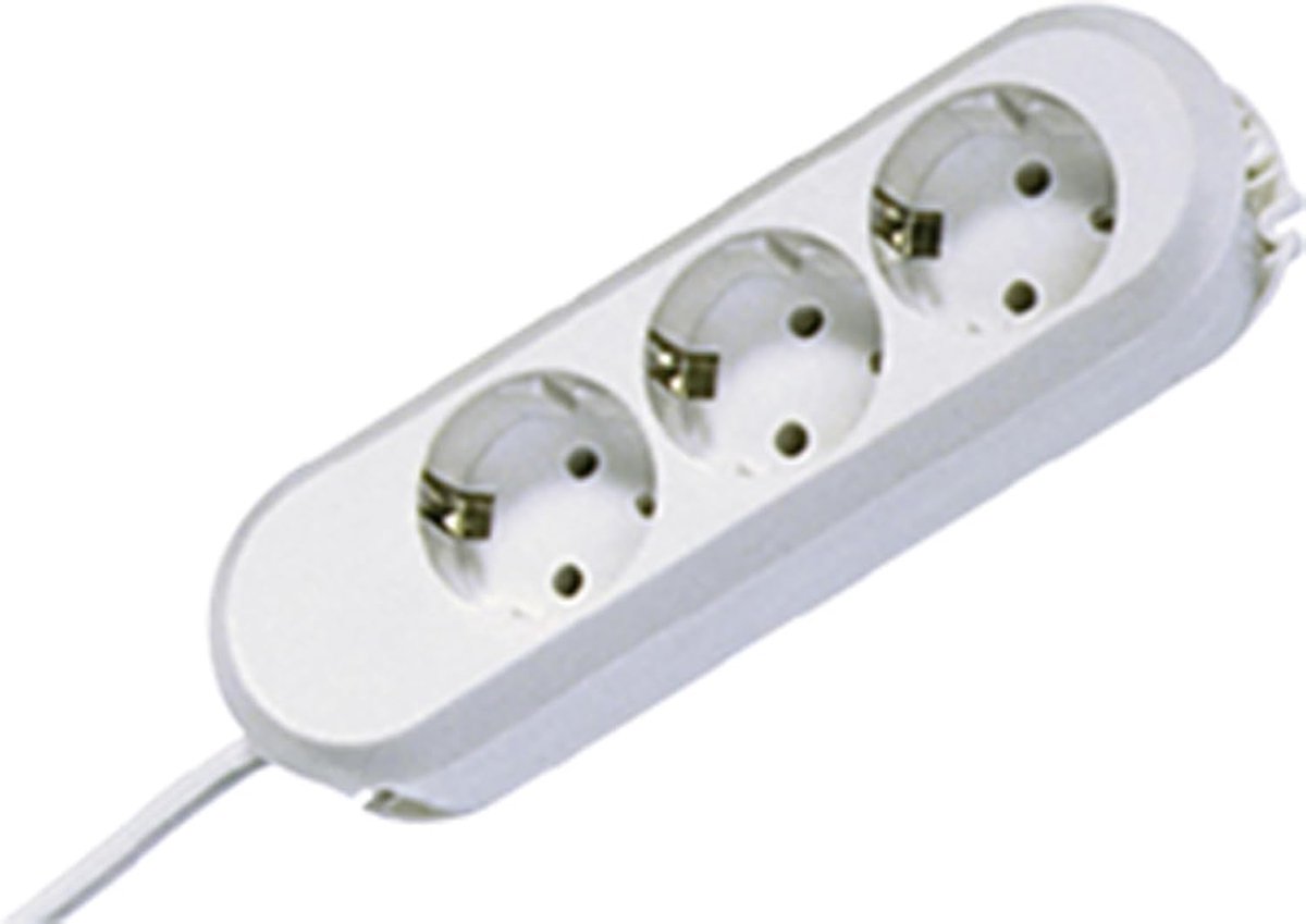 SnelShoppen - Smart Socket Strip 3-voudig met Aarde, Kindveilige Stekkers, 5m Wit, Rotating Sockets, Ideaal voor Thuis, Keuken, Kantoor en Camping