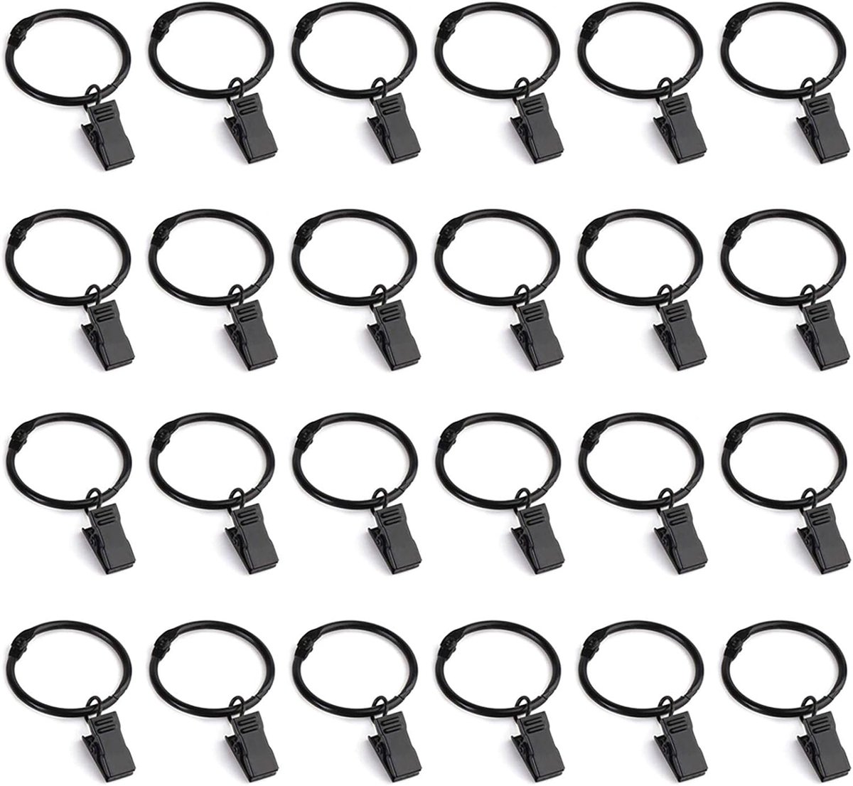 SnelShoppen - Curtain Hooks 40 Stuks - Ringen met Clipper voor Gordijnen - 35 mm Binnendiameter - Metalen Klemmen voor Gordijnroeden - Duurzaam en Roe