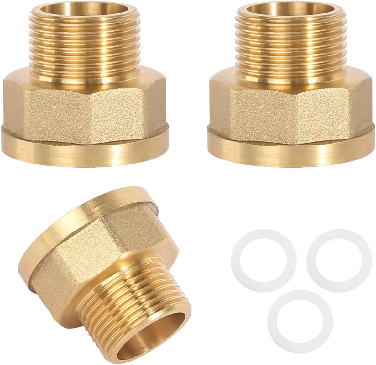 SnelShoppen - 3pcs Messing Reducer 3/4 Inch naar 1 Inch AG Ø25mm × IG Ø33mm - Verbindingsstukken met Rubberafdichting voor Waterleidingen - Tuin, Home