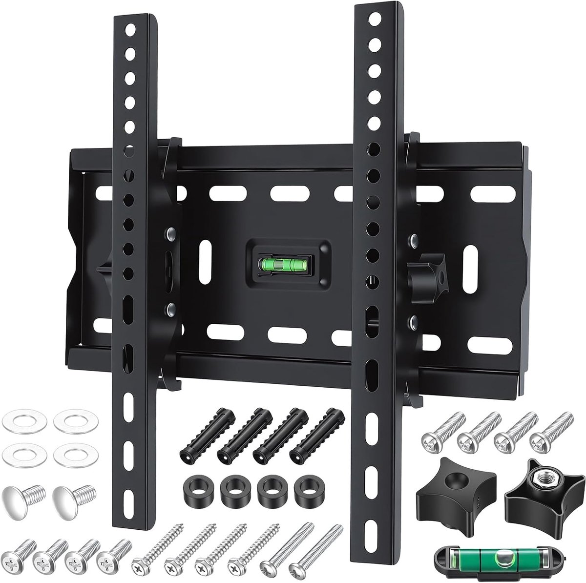 SnelShoppen - TV-muurbeugel 15 tot 55 inch, kantelbare montagebeugel voor LED, LCD, OLED, max VESA 300x300mm, stevig koudgewalst staal, inclusief schr