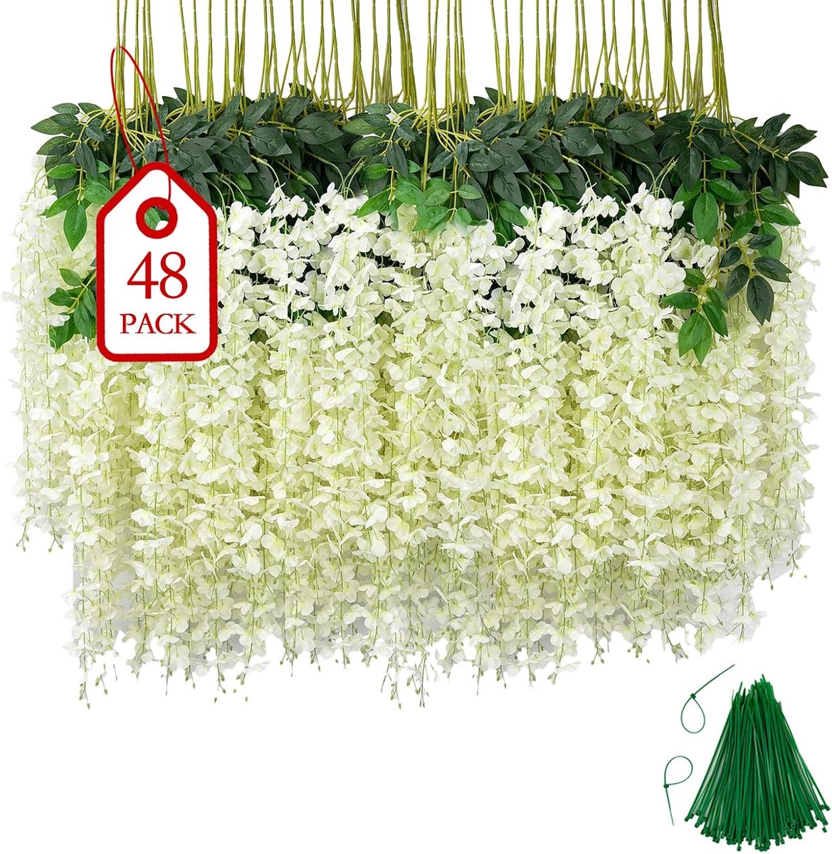 SnelShoppen - 48 Stuks Kunstmatige Hangende Bloemen, 3.75 Voet Nep Buitenplanten, Wisteria Bloemen Hangende Guirlande voor Achtergrond, Bruiloft, Tuin