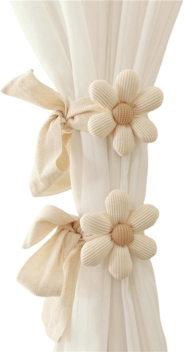 SnelShoppen - 2 Pack Gordijnhouders Touw Gordijn Klemmen Bloem Design Decoratieve Rope Tiebacks Geschikt voor Binnen Buiten Boho Woondecoratie