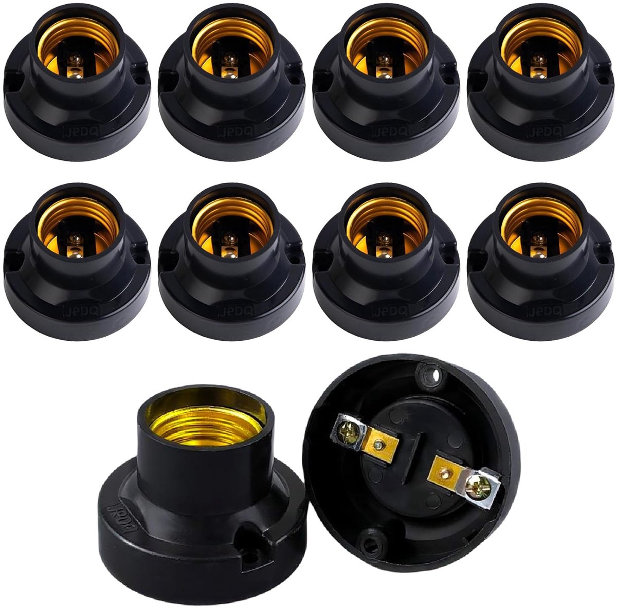 SnelShoppen - E27 Lamp Base 10 Stuks Vintage Schroefmontage Lamp Fitting E27 Universele Lampbases voor LED Lampen Zwart
