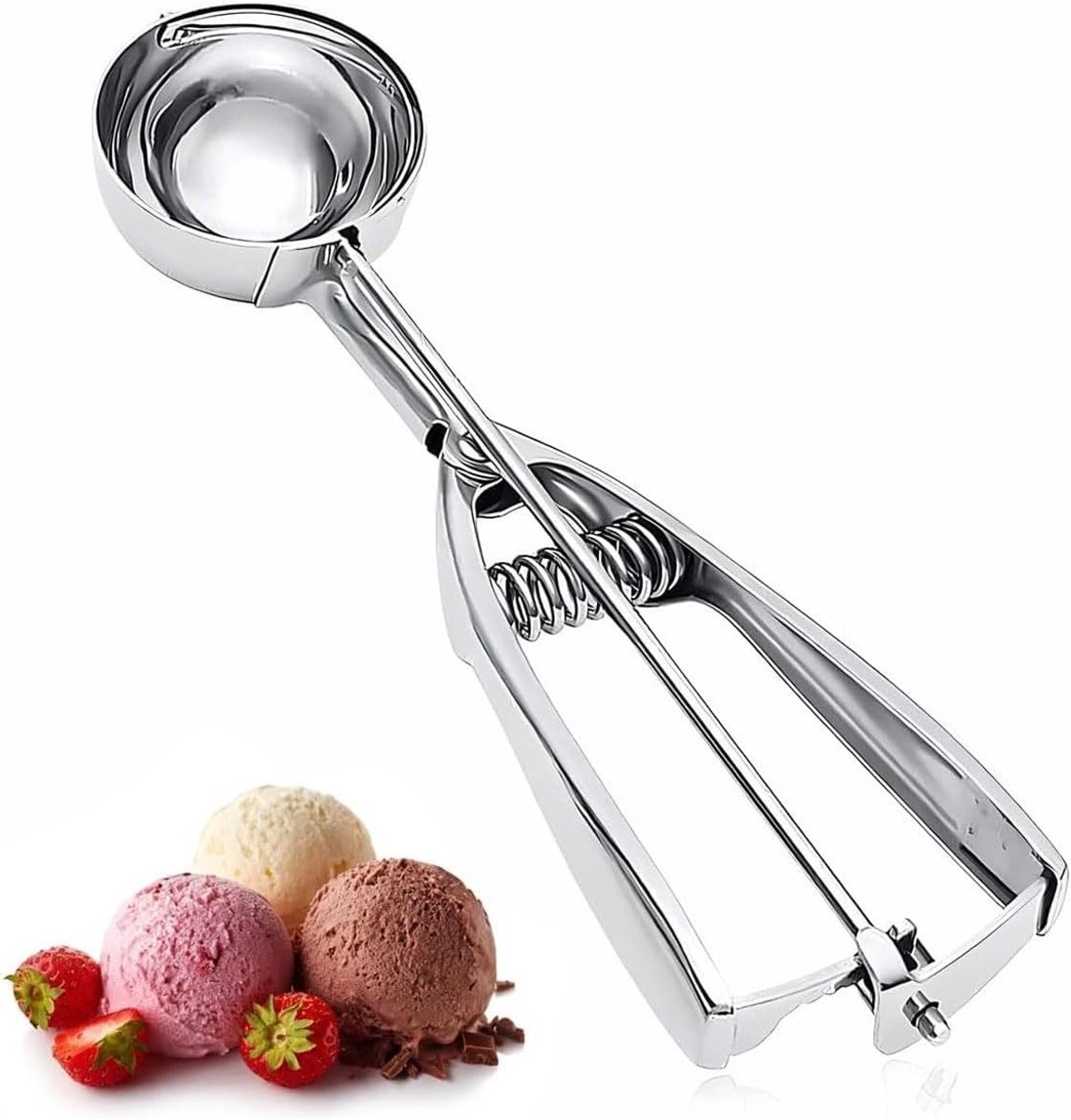 Roestvrijstalen ijslepel van 5 cm voor het scheppen van ijs, sorbet, fruit en meer lekkernijen