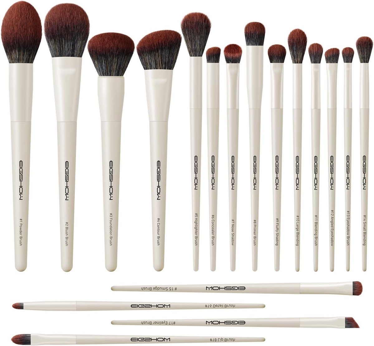 SnelShoppen - Professionele Make-up Kwasten Set 18 Stuks - Ultra Zachte Synthetic Haren - Foundation, Concealer, Oogschaduw, Contour, Kabuki, Blending