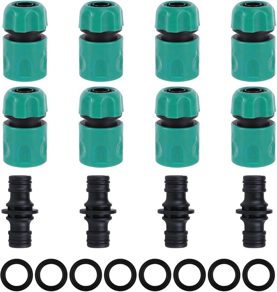 SnelShoppen - 12 stuks Slangkoppelingsset 1/2 inch (13 mm) - Dubbele Stekker Tuinslang Verbindingen - Plastic Twee-Weg Koppeling voor Tuin en Huiswate