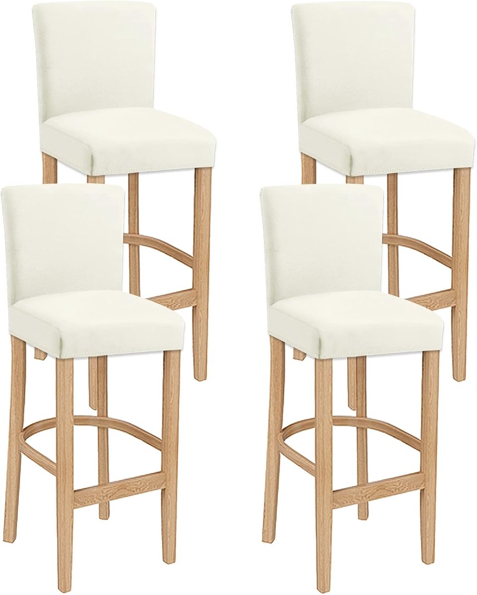 SnelShoppen - Barstoel Cover Stretch Wasbaar, Verwijderbaar voor Korte Draaiende Stoelen, Eetkamerstoelen, Barstoelen, 4 Stuks, Ivory, Comfortabel en