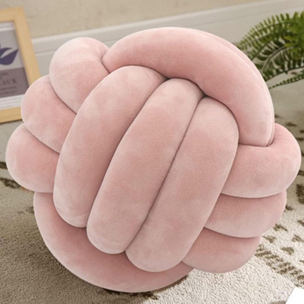 SnelShoppen - 25cm Zachte Ballon Kussens met Knopen, Ronde Throw Pillows, Pluche Decoratieve Kussens voor Kinderen, Slaapkamer, Bank, Bed, Vloer (Roze