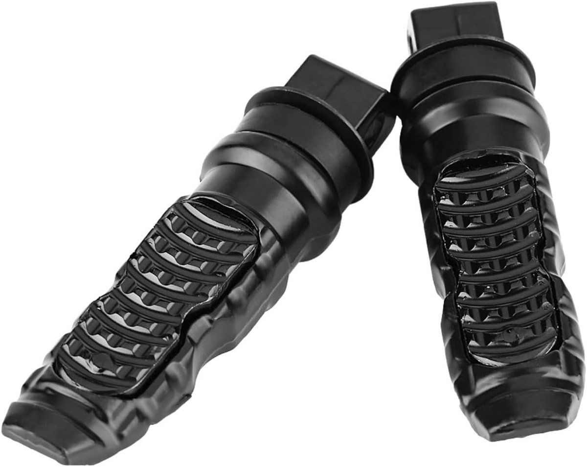 SnelShoppen - Universele 8mm Aluminium Motor Voetsteunen - Zwarte Achter Voetpedalen voor Motorrijders - Comfortabele en Veiligheid Versterkende Passa