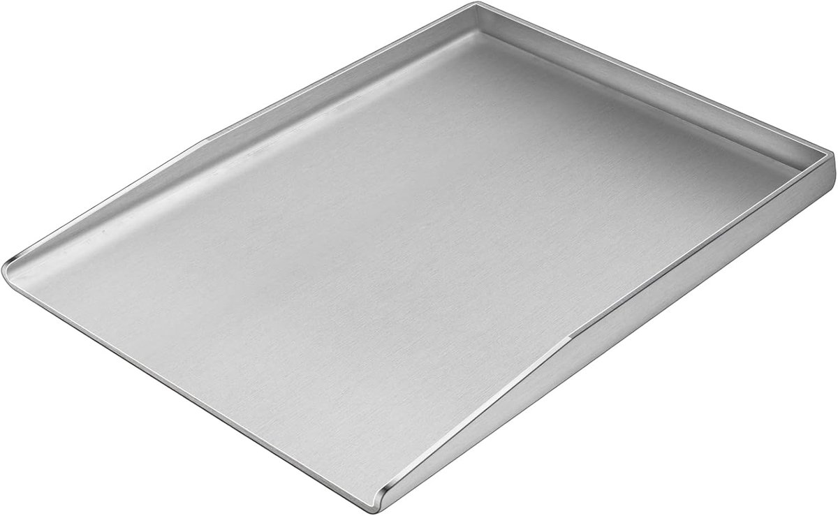 SnelShoppen - Universele RVS Plancha Grillplaat 37 x 26 cm, Geschikt voor Gas- en Houtskoolbarbecue, Robuuste Grillpan voor Tuin, Feest en Kamperen