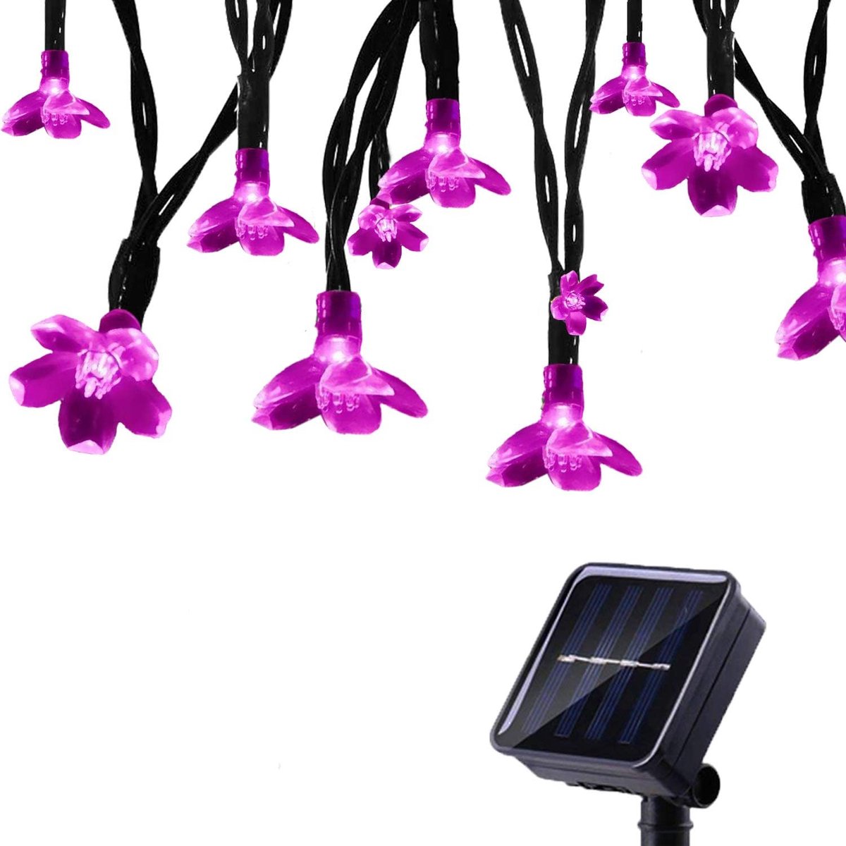 SnelShoppen - Solar Tuinverlichting, Kerstverlichting Buitenshuis met Bloemen, Waterdicht 7m 50 LED 8 Modi, Decoratieve Snoerlichten voor Tuin, Gazebo
