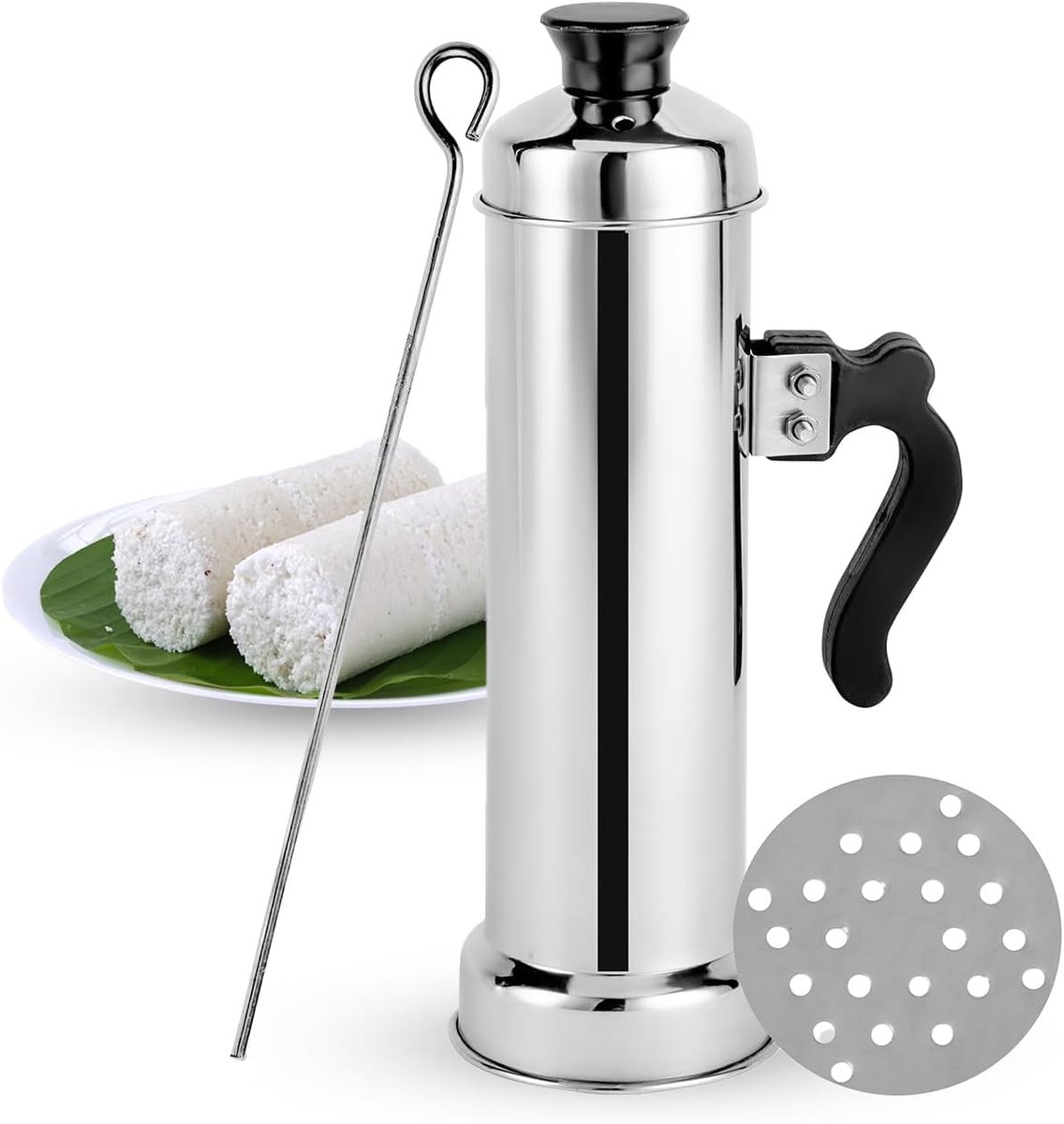 SnelShoppen - RVS Puttu Maker - Puttu Vessel voor Druk Cooker - Ideaal voor Keuken en Feest - Duurzaam en Gebruiksvriendelijk