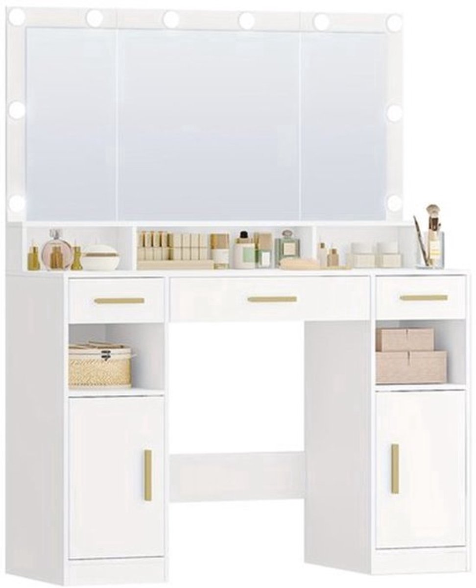 Kaptafel – Make-uptafel – Toiletmeubel – Schminktafel – Slaapkamermeubel – Wit – Groot Spi