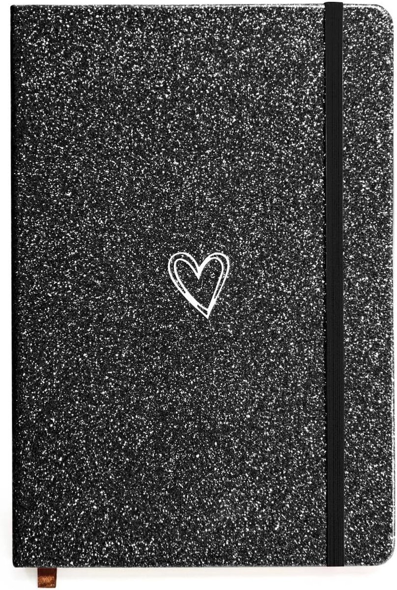 SnelShoppen - Glitter A5 Notitieboek - Lined Journal voor Meisjes en Vrouwen - Schattig Bling Notitieboek met Hartvormige Hardcover - Ideaal voor Scho