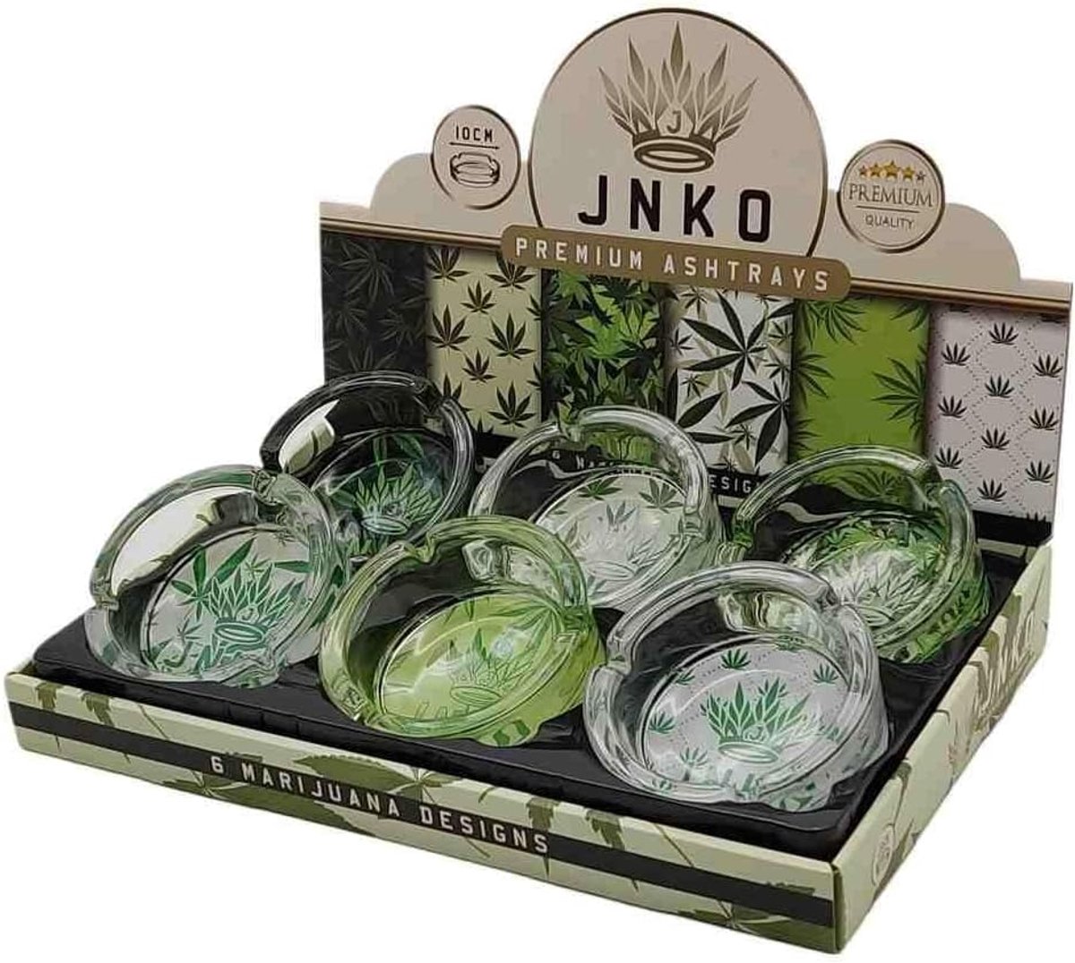 SnelShoppen - Ronde Glas Asbak 10cm | Bladeren Serie | 6 Verschillende Ontwerpen | Ruimtelijke Asbak voor Binnen en Buiten | Perfect voor Feestjes en