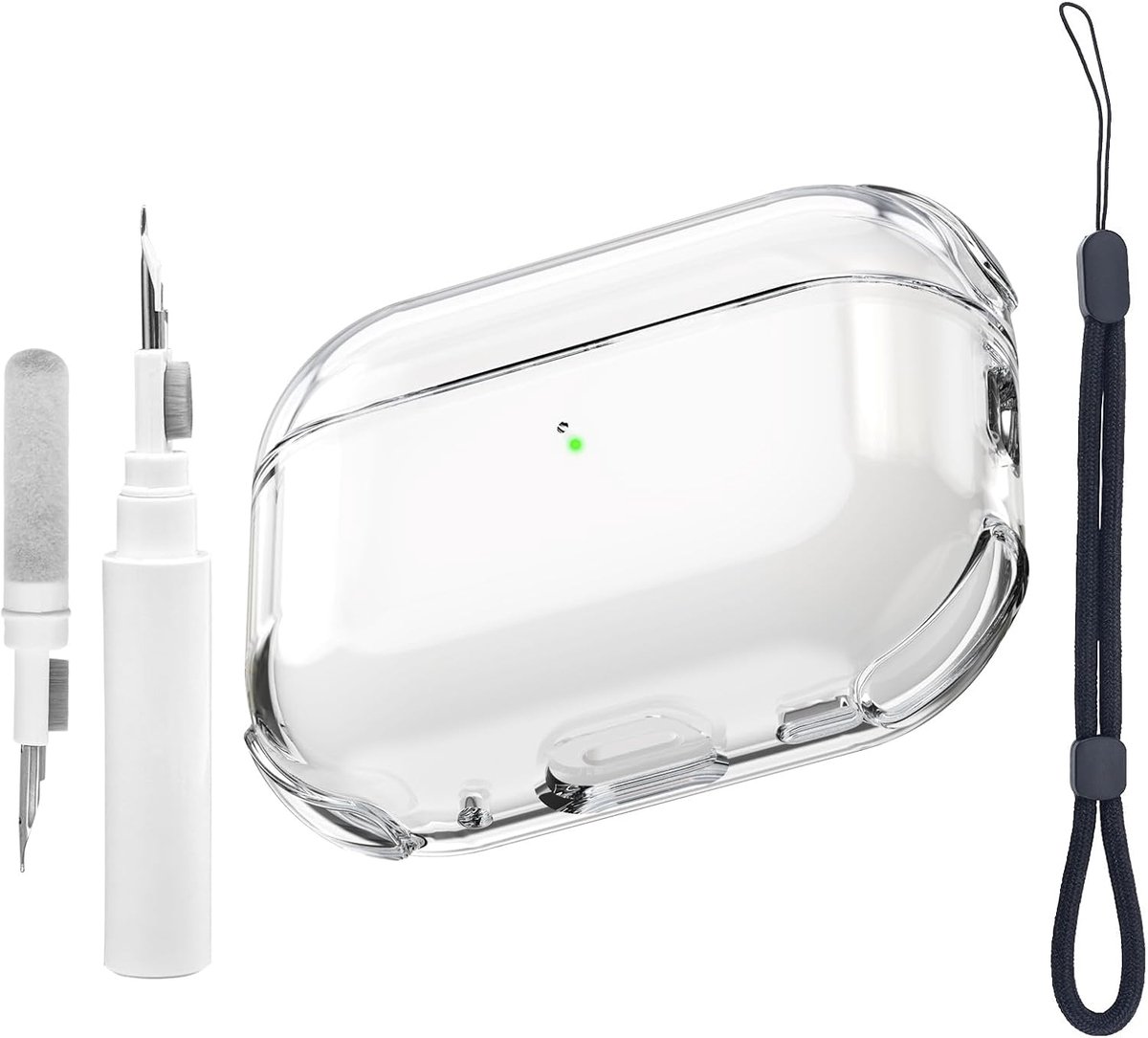 SnelShoppen - Transparante Case voor Airpods Pro 3e Generatie met Cleaning Kit en Polsband - Beschermende TPU Hoes voor Airpods Pro 3, Duidelijk en Du