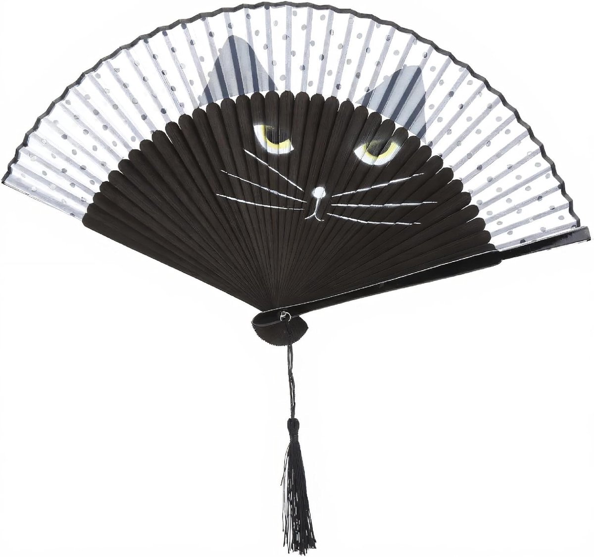 SnelShoppen - Vouwbare Katten Fan - Inkjet Motief, Handgemaakt, Japanse Stijl, Perfect voor Bruiloften, Feesten, en Dagelijks Gebruik, Draagbaar, Bamb