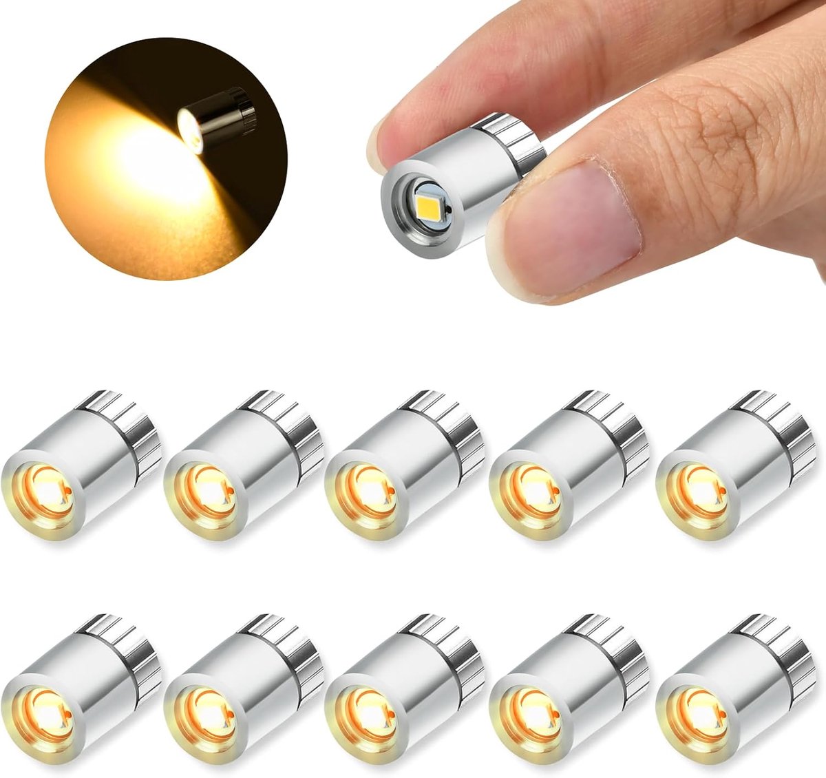 SnelShoppen - 10 Mini LED Lichten - Kleine LED Lampjes met Batterij - Micro LED Lichten voor Decoratie van Poppenhuizen en DIY Modellen - Warm Wit Lic