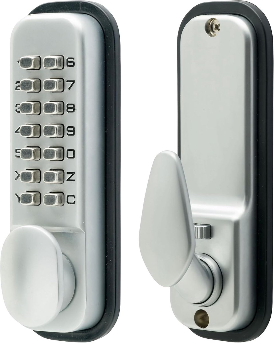 SnelShoppen - Digitale Deurslot met 14 Knoppen en Retentiefunctie - Satin Chrome - Weerbestendig en Resetbaar - Voor Binnen en Buiten Gebruik