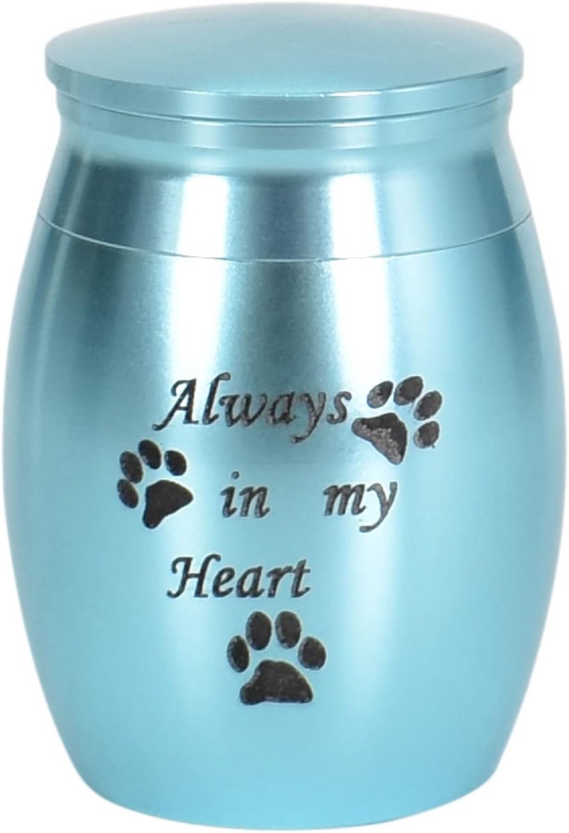 SnelShoppen - Mini Urn voor Huisdieren - RVS Kleine Herinneringsurn Blauw - Urn voor Honden, Katten, Vogels, Konijnen en Hamsters - Draagbare Urn voor