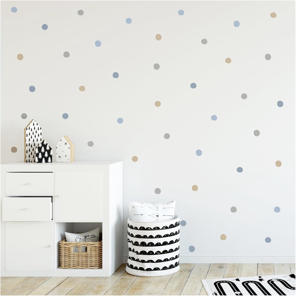 SnelShoppen - Dots Set Wandsticker 96 Dots - Zelfklevend Decor voor Kinderkamer - 4 Kleuren op 4 DIN A4 Vellen - Decoratie voor Peuter en Baby
