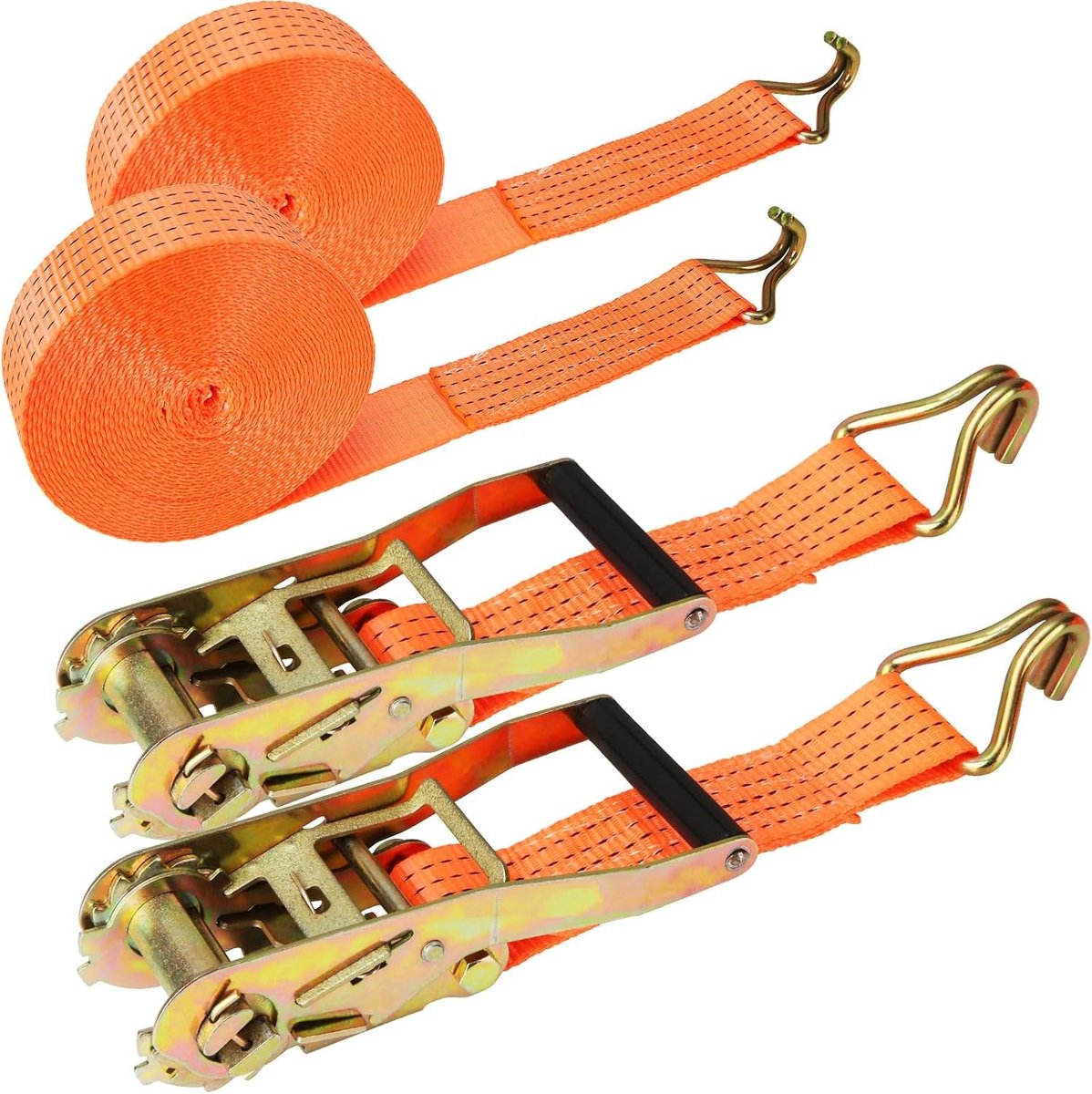 Verstelbare Lashing Straps 5 cm Breed, 6 m Lang, 2 Stuks, Geschikt voor Zware Lasten met Ratchet en Haak
