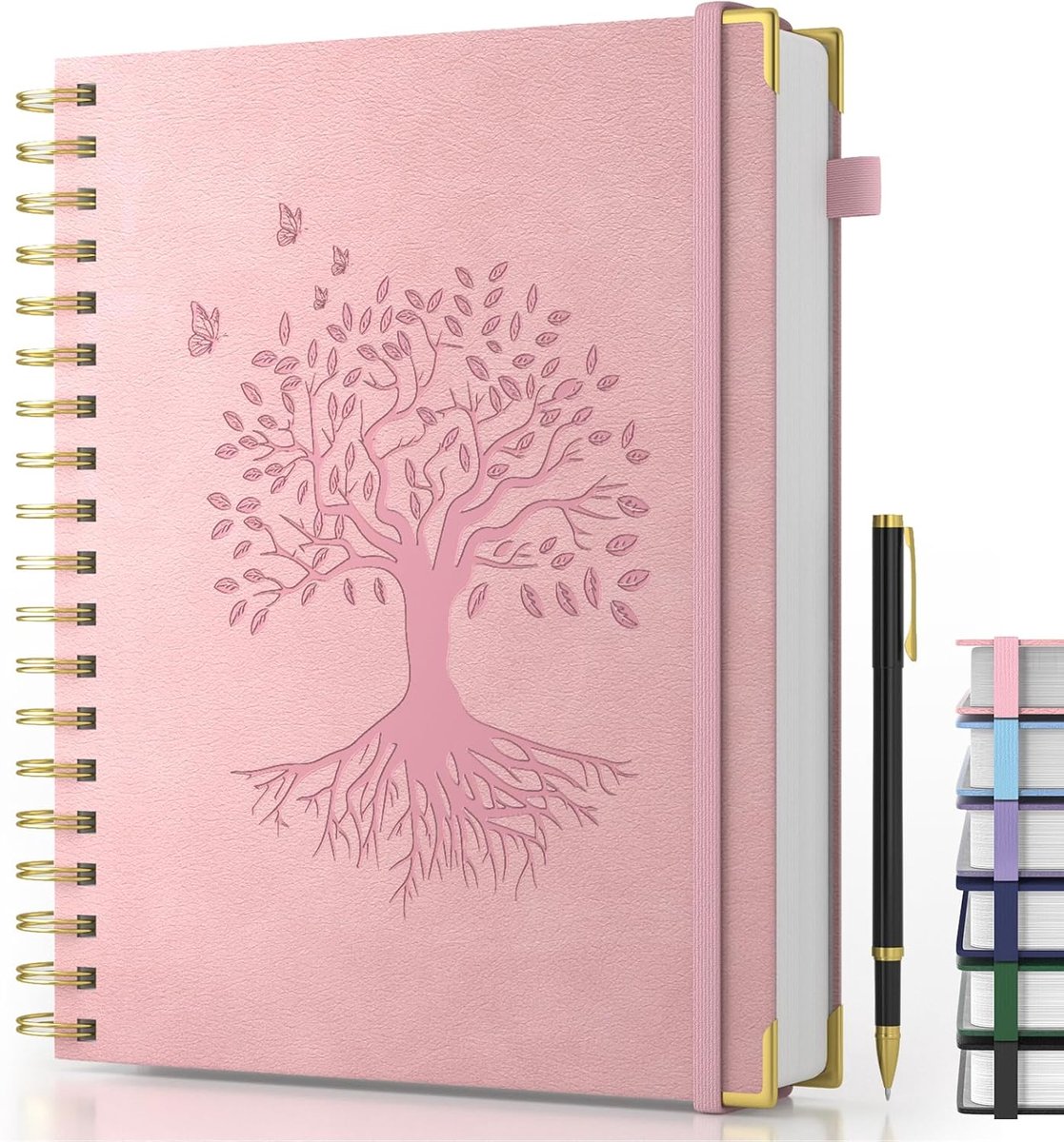 SnelShoppen - Spiral Notebook B5 Hardcover Lederen Notitieboek 240 Pagina's 100gsm Dikte Papier Roze voor Volwassenen Werk Schrijven Notities Leren Re