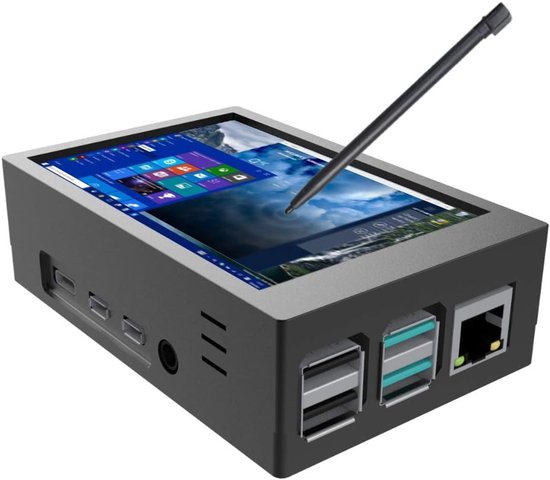 SnelShoppen - 3.5 Inch Touch Screen voor Raspberry Pi 4 met Behuizing, 60 FPS Monitor, 480 x 320 Resolutie, Mini Ventilator en Koellichaam, Ideaal voo