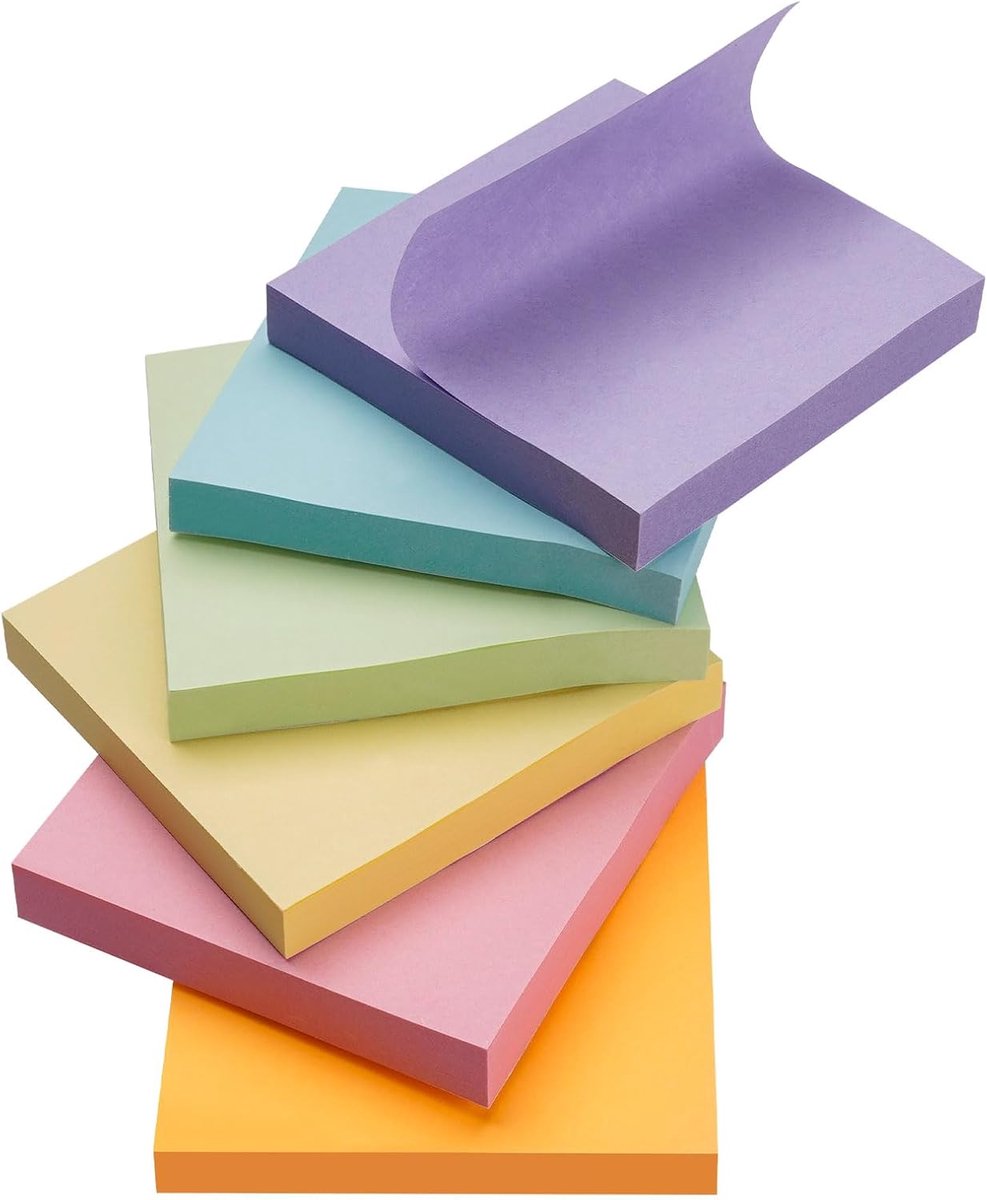 SnelShoppen - 600 Stuks Zelfklevende Notities 76x76mm, Kleurrijke Notitieblokken in 6 Morandi Kleuren voor Kantoor, Studie, Thuis, Markeren van Pagina