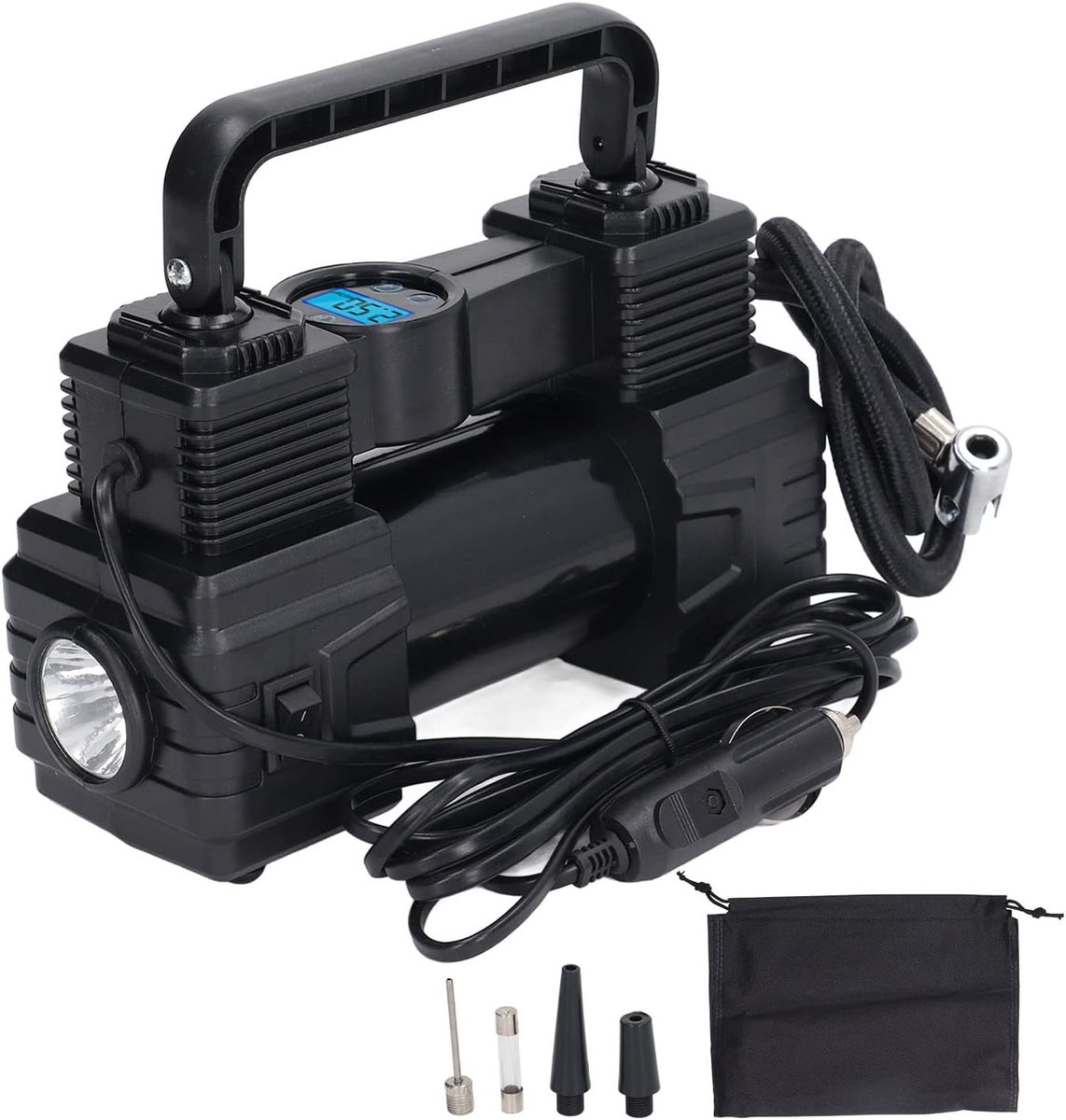SnelShoppen - Car Tire Pump 120PSI Digitale Luchtcompressor Met LED Licht 12V - Draagbare Bandenpomp Voor Auto, SUV, Motorfiets, Fiets, Truck