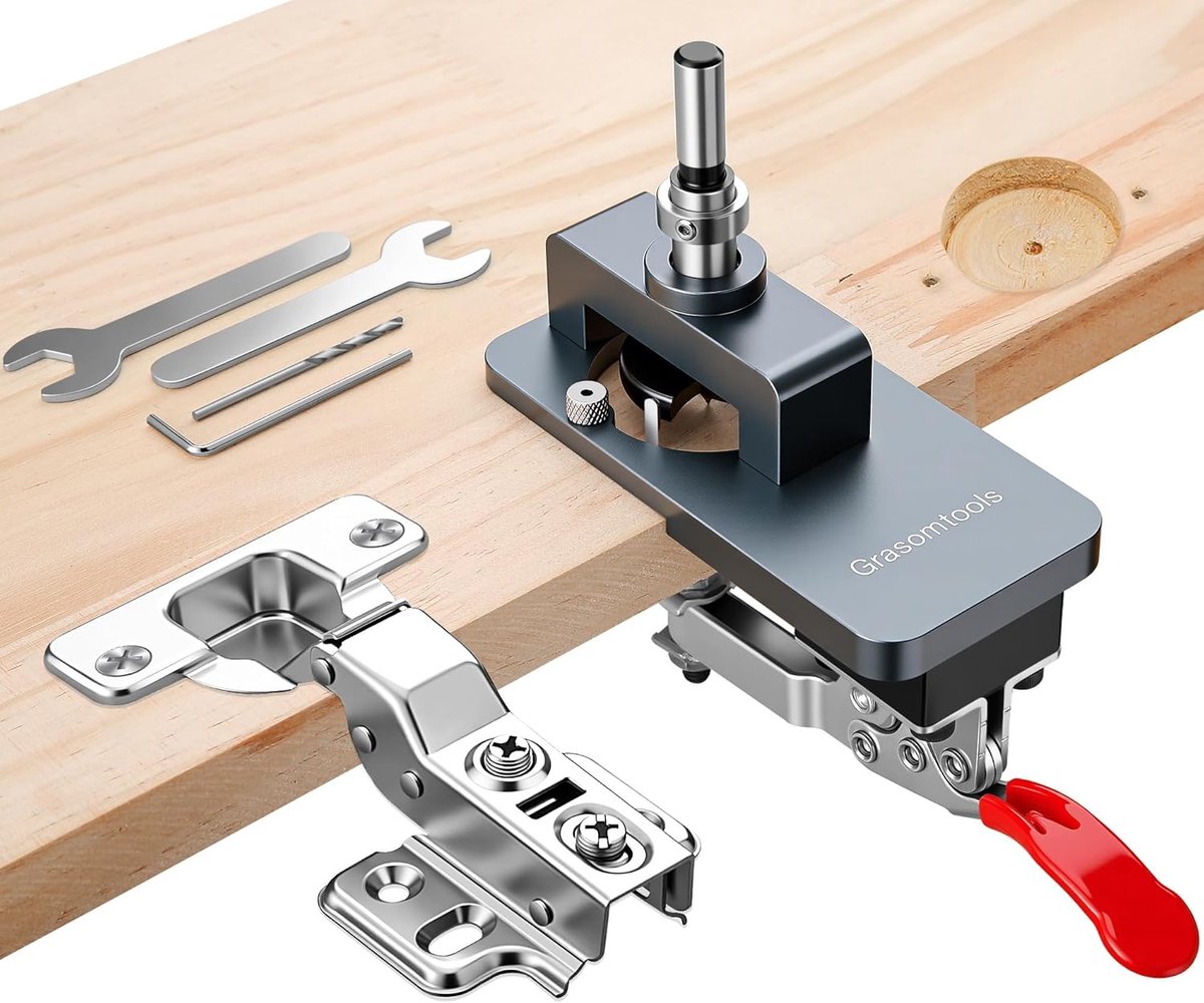 SnelShoppen - 35mm Metalen Verborgen Scharnier Mal met Snelle Klem, Precisie Bore Jig Gaten Boorgids Locator voor Professioneel Houtbewerken, Perfect