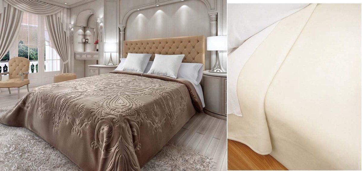 SnelShoppen - Premium Dekbed / Bedsprei GOFRADA 220x240, Nacre - Duurzaam, Zacht, Stijlvol voor Slaapkamer, Woonkamer, Feest, Camping, Luxe