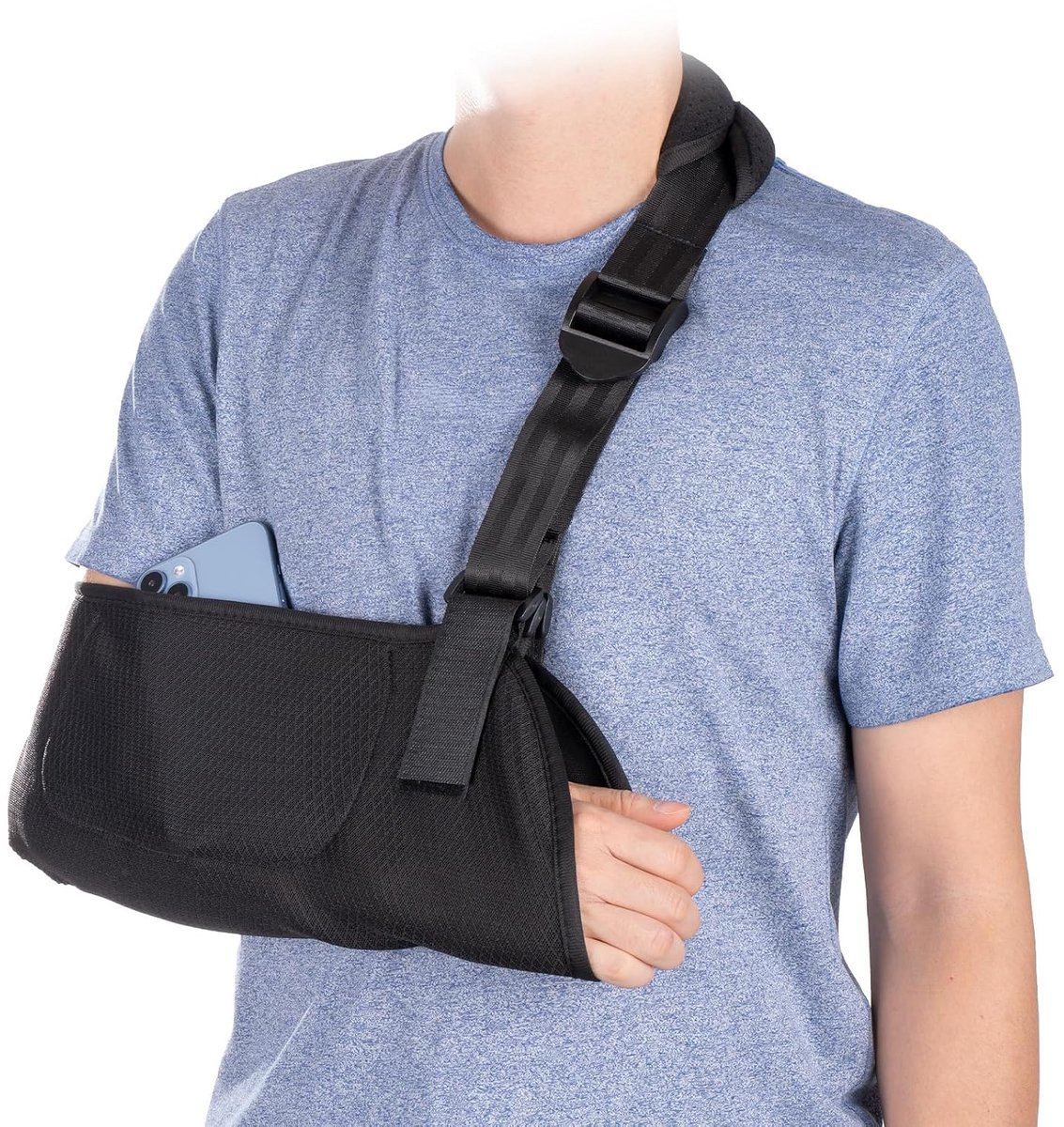SnelShoppen - Arm Loop met Verstelbare Schouderbanden en Zakken - Ideaal voor Gebroken Pols en Ellebogen - Ademend en Zacht Materiaal - Unisex - 37x16