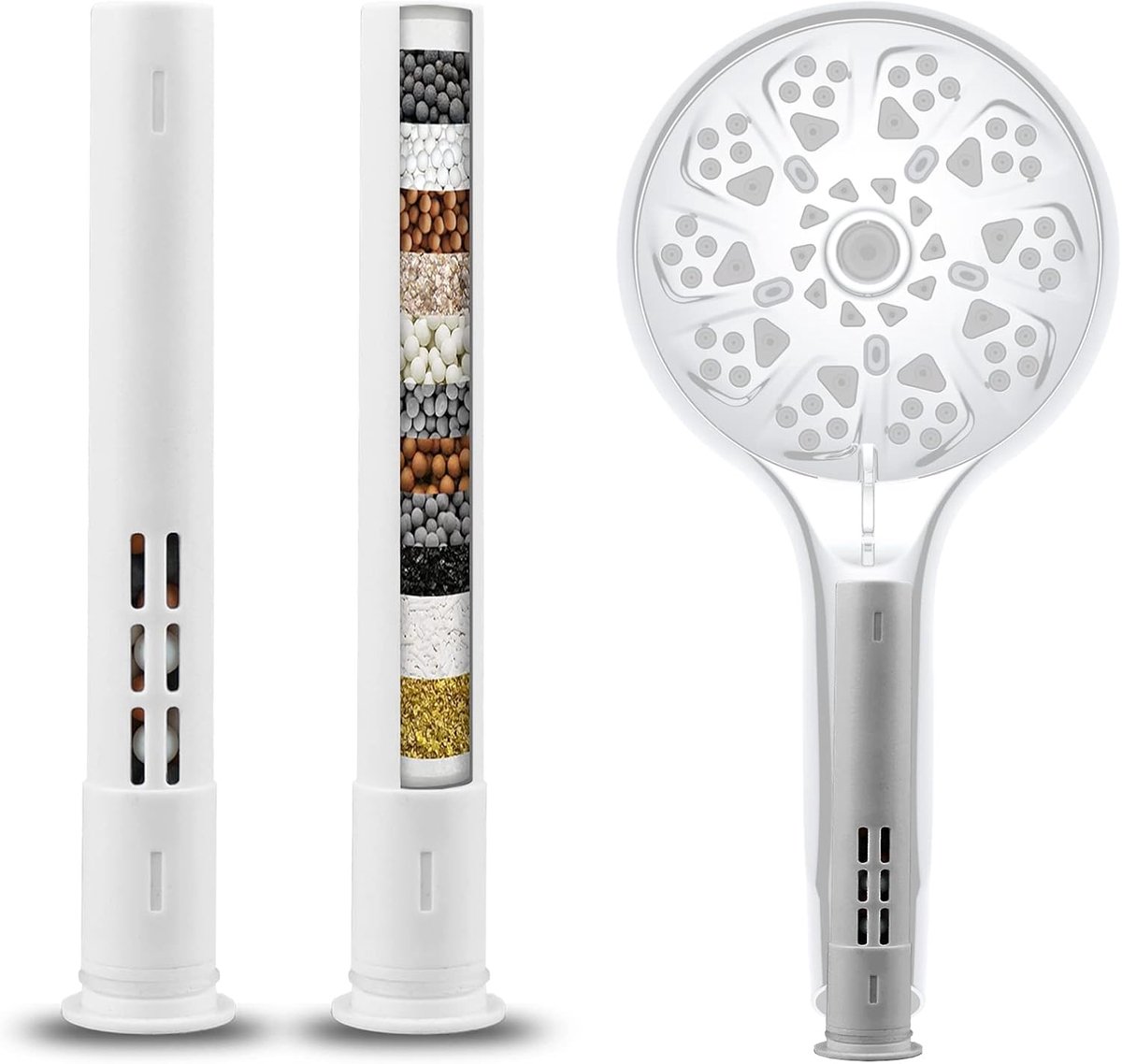 SnelShoppen - Douchefilter voor Handdouche, 2 Stuks Vervangingsfilters voor Hard Water, Verwijdert Chloor en Onzuiverheden, Gezonde Huid in de Douche
