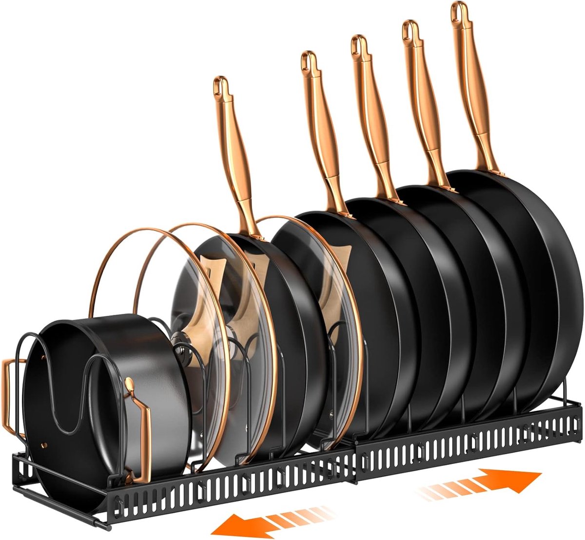 SnelShoppen - Onderkast Organizer voor Pannen en Potten, Zwart, Robuust Staal, Geschikt voor Keuken, Ideaal voor Opslag en Ruimtebesparing, Heavy Duty