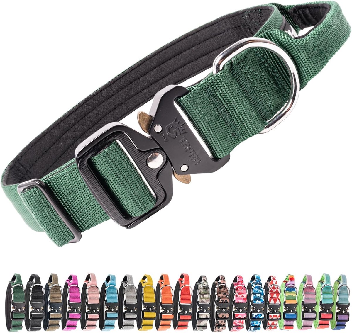 SnelShoppen - Premium Hondenhalsband met Handgreep, Verstelbare Dikke Halsband met Snelsluiting, Stevige Halsband voor Middelgrote en Grote Honden (Gr