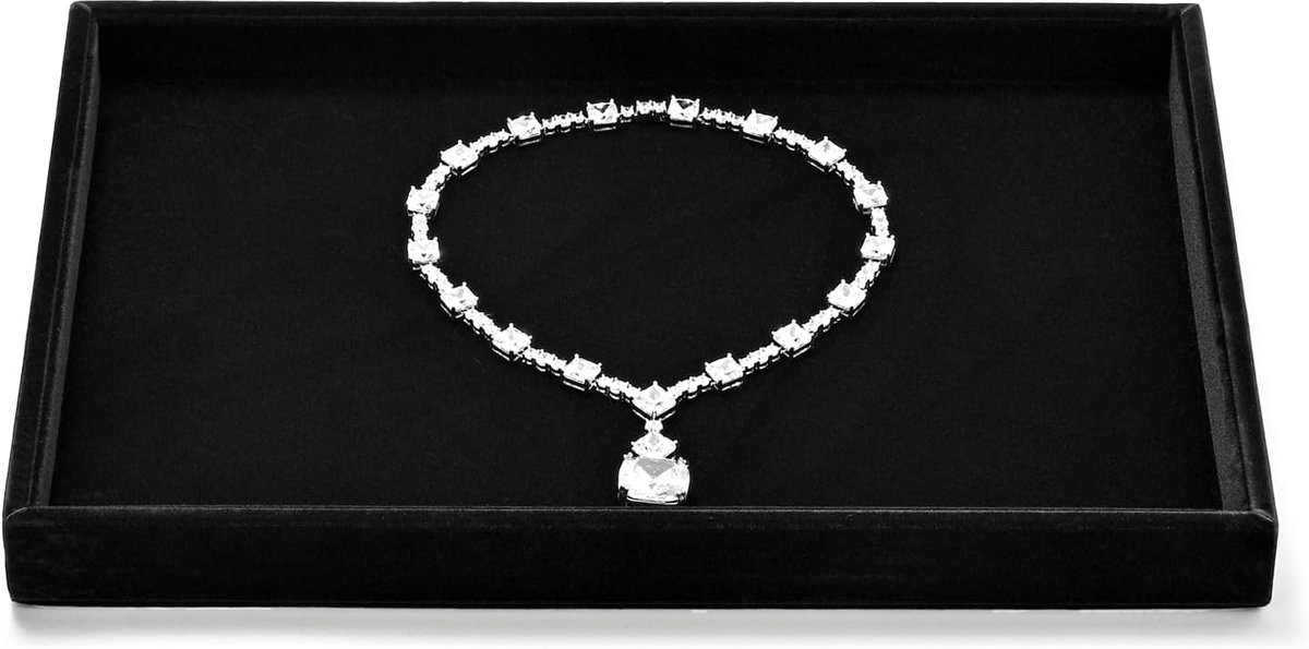 SnelShoppen - Zwarte Velvet Sieraden Tray voor Organiseren van Sieraden, Accessoires, Horloges, Oorbellen en Ringen - Duurzaam Materiaal - Perfect voo