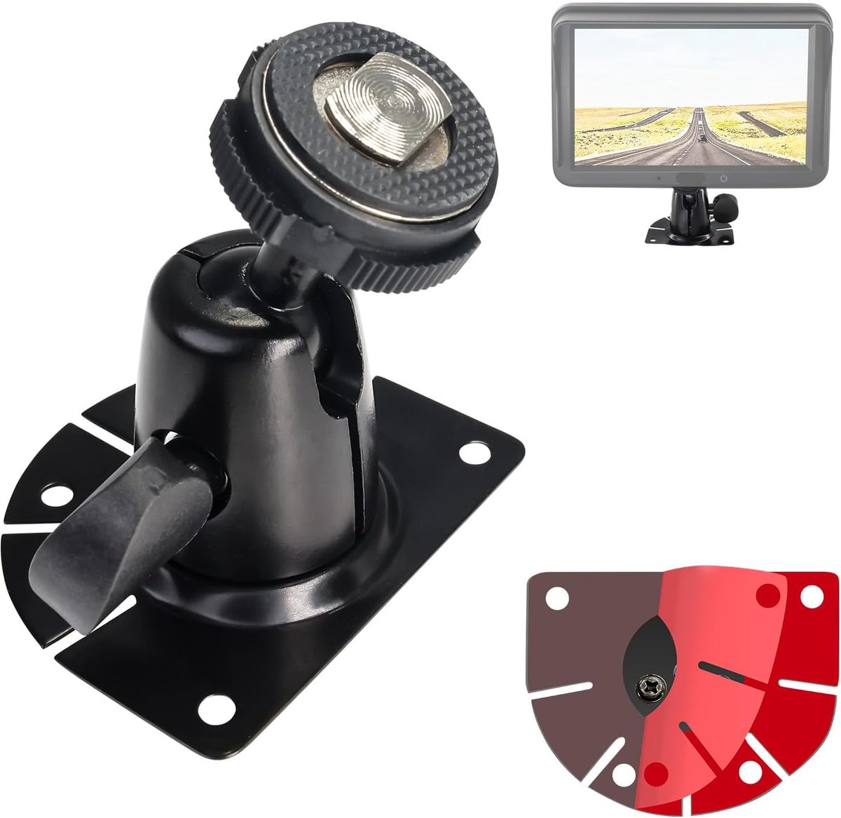 SnelShoppen - Fan-vormige Houder Achteruitkijkcamera Monitor - Universele Beugel Zonder Boren voor Auto, Vrachtwagen, Camper en Bus - Eenvoudige Insta