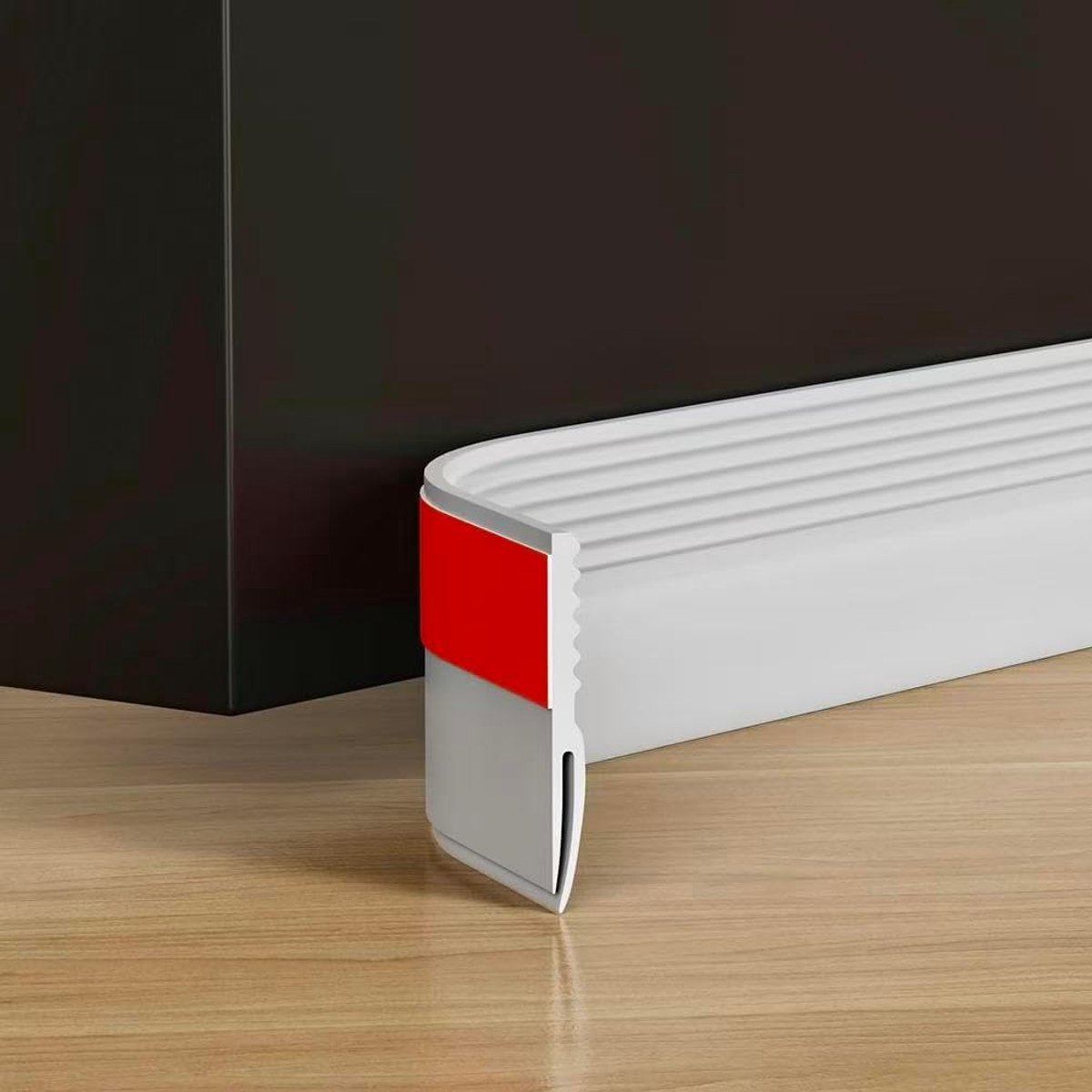 SnelShoppen - Draught Excluder 2 m - Zelfklevende Deurrubber, Deur Seal, Flexibel Silicone Materiaal, Wit, Aanpasbaar tot 2x1 m, Voor Energiebesparing