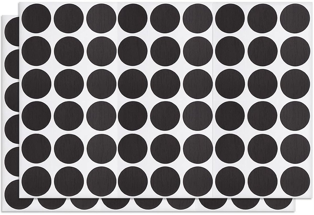 Screw Hole Cover Stickers 21mm - 108 Stuks voor Meubels en Kasten - PVC Waterdichte Deksel in Zwart-Bruin