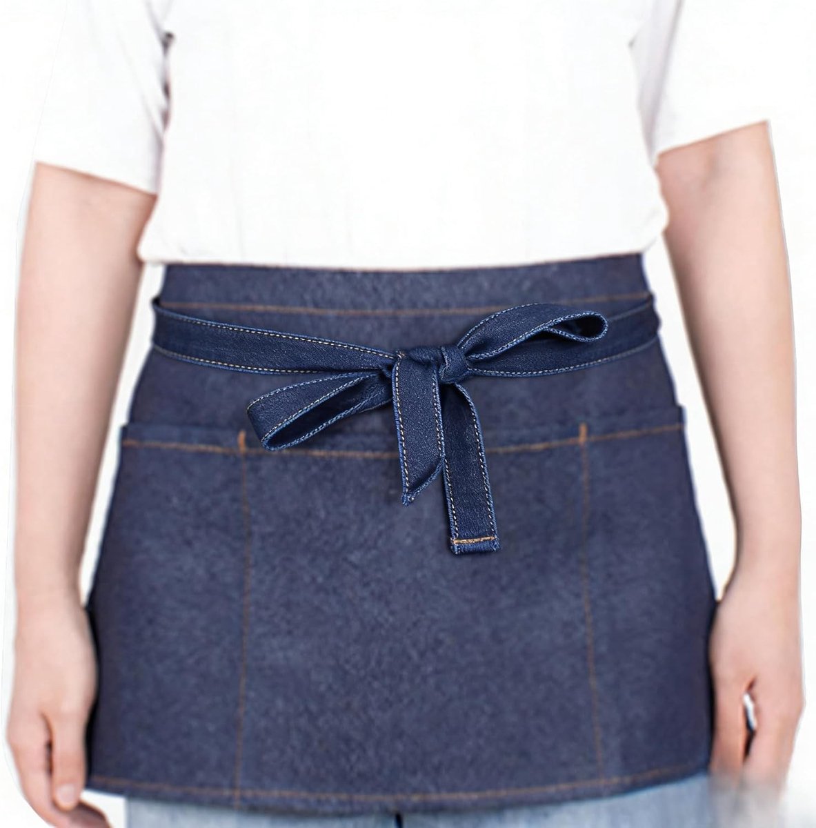 Verstelbare Denim Schort met 3 Zakjes voor Koken, Unisex Keukenschort voor Mannen en Vrouwen, Ideaal voor BBQ en Bakken