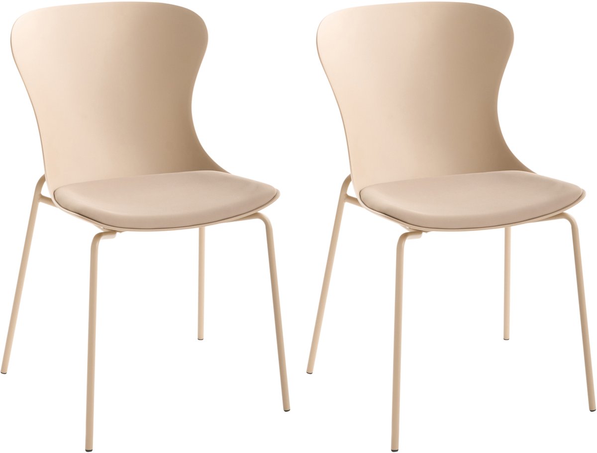 PITSBURG - Set van 2 eetkamerstoelen - Beige - Polypropyleen