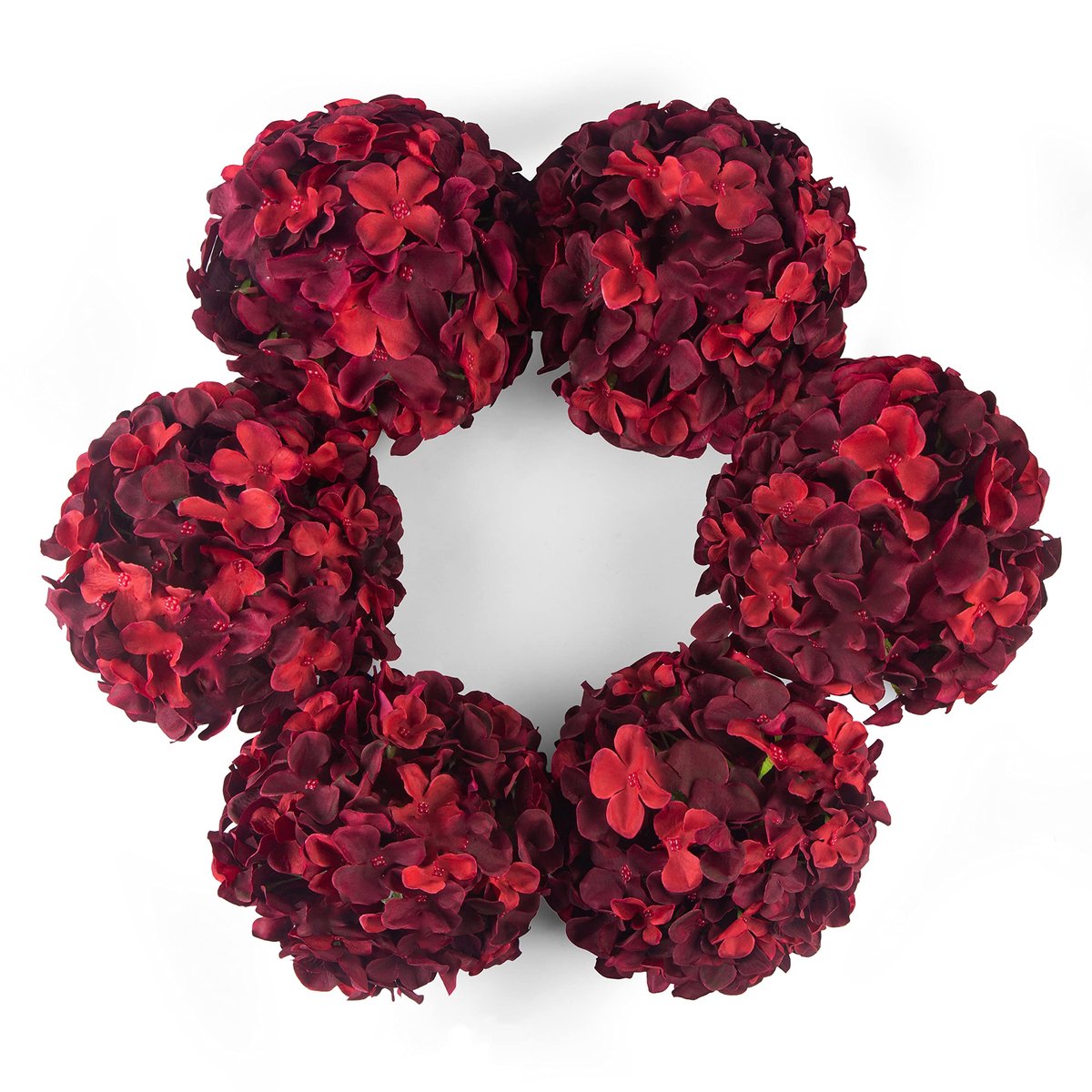 SnelShoppen - Kunstmatige Hortensia Bloemhoofden met Stengel - Bourgondië - Set van 6 - Echte Touch Nep Bloemen voor Bruiloft, Thuis, Feest, Tuin en M